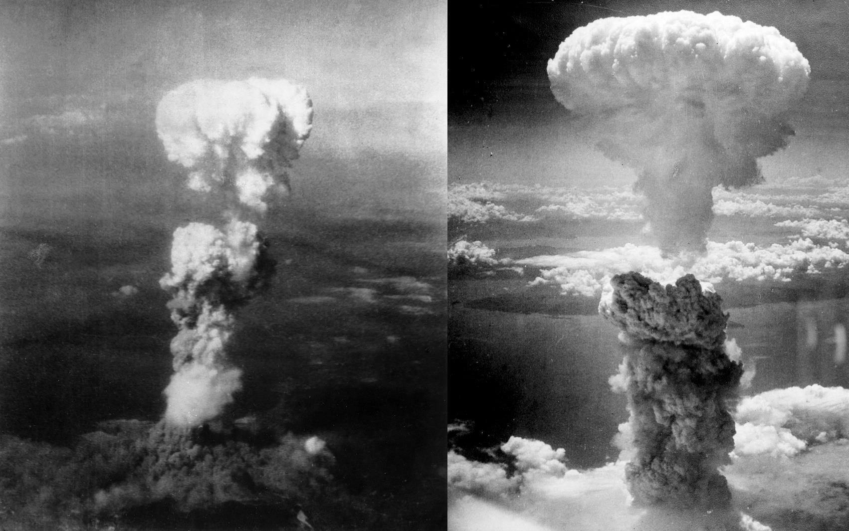 Image result for hiroshima and nagasaki bombing shown in one picture