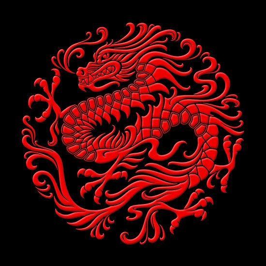 Image result for old style red dragon circling each other