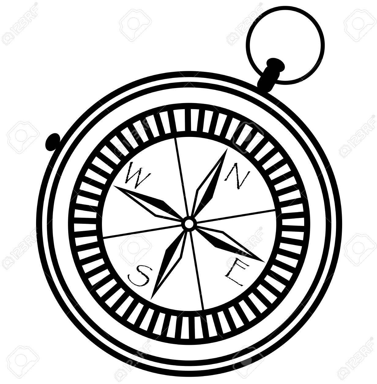 Simple Nautical Compass Showing Directions: West, East, South ...