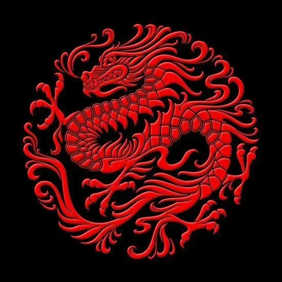 Image result for old style red dragon circling each other